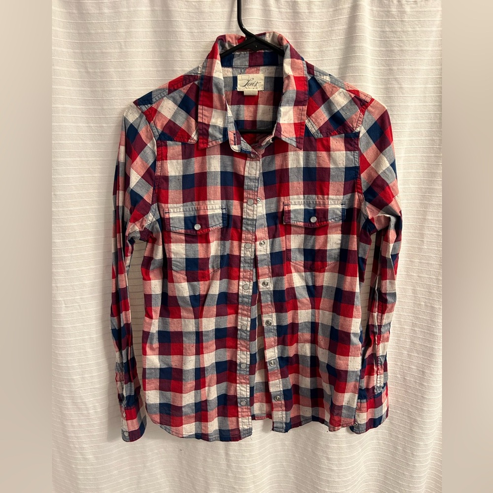 Levi’s Red White and Blue Plaid Western Shirt - Sz M